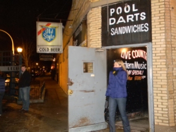 The steel door of Carol's Pub, located at 4659 N. Clark Street.